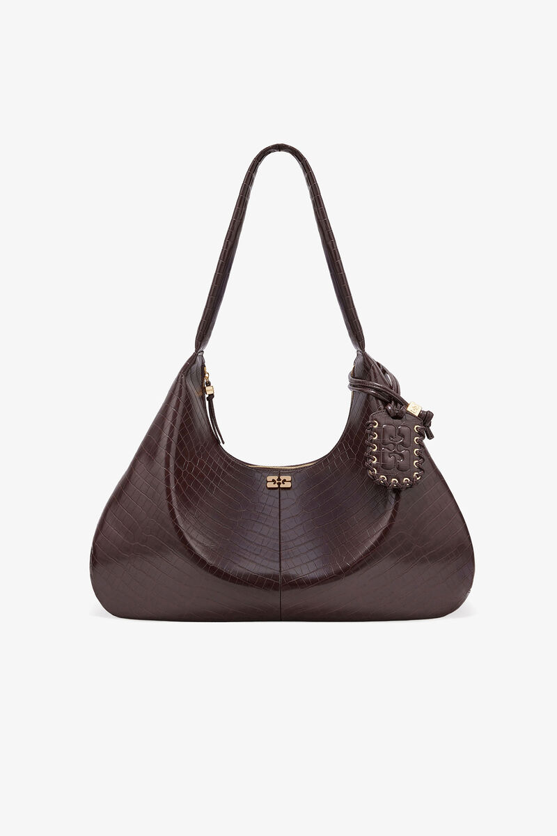 Bolsa Hobo XXL Marrom Croco