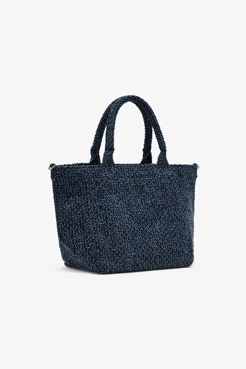 Bolsa Tote de Tweed e Jeans com Urso Pequeno