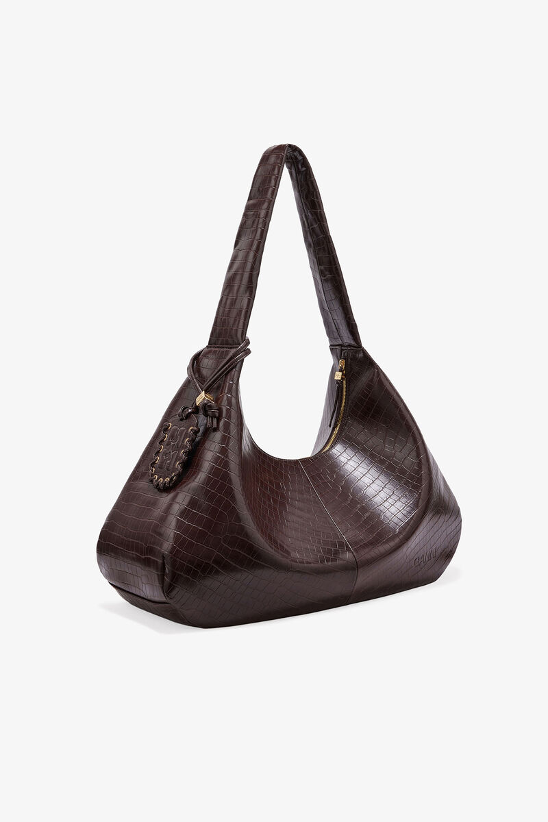 Bolsa Hobo XXL Marrom Croco