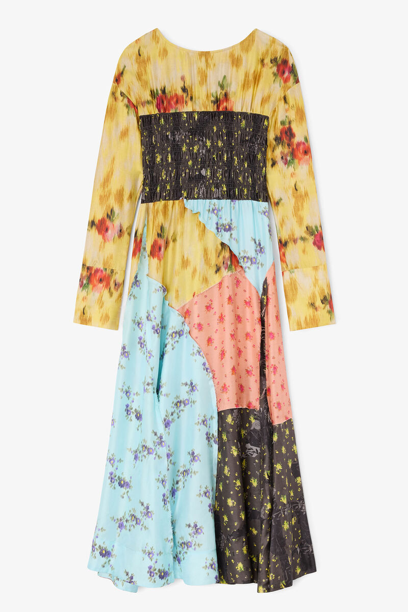 Vestido de Seda com Estampa Multicolor