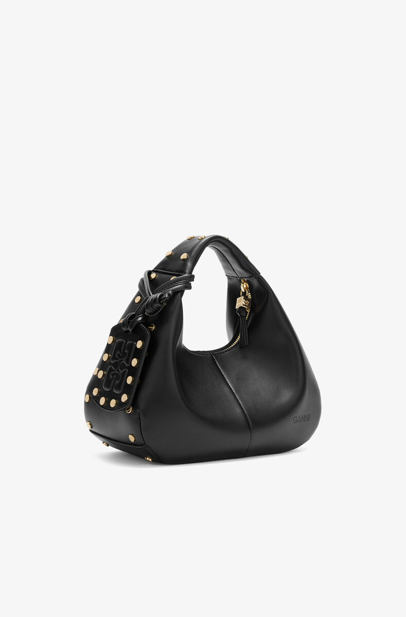 Mini Hobo Bag com Strass Preta