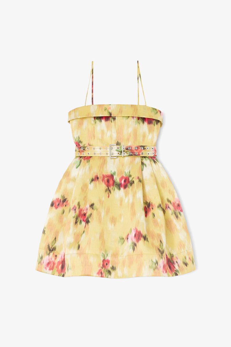 Vestido Amarelo de Seda Estampada