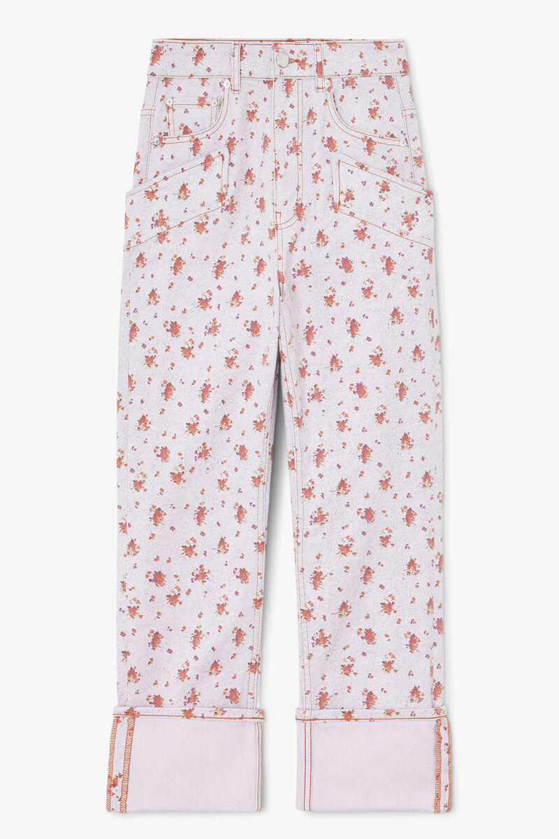 Calças Capri Slim em Jeans Estampado