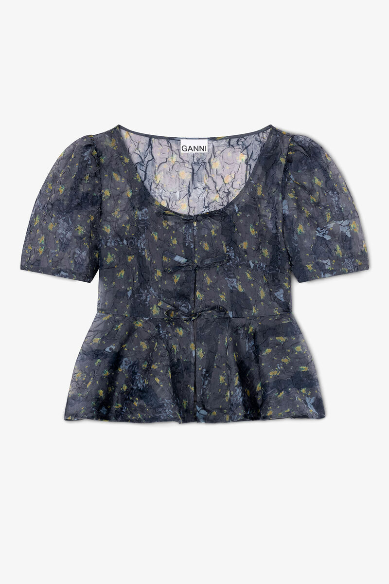 Blusa Peplum em Organza Shibori