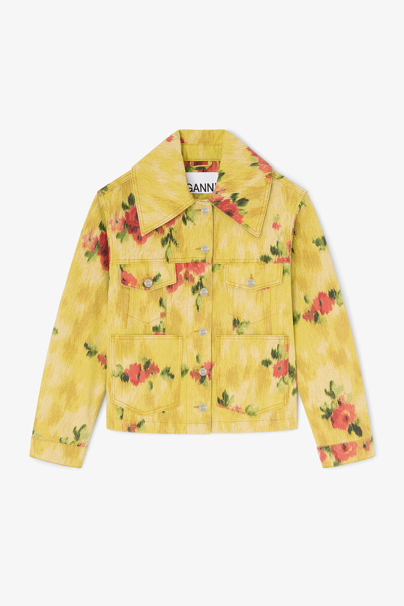 Jaqueta em Denim Estampado
