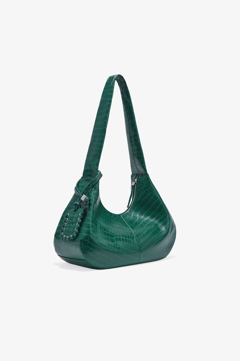 Bolsa Hobo Média Croco Verde
