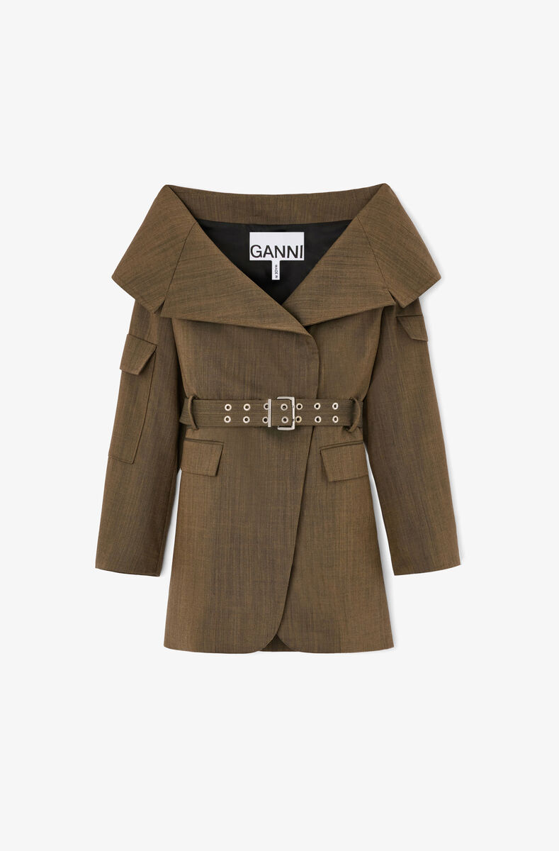 Blazer em Lã Marrom Melange