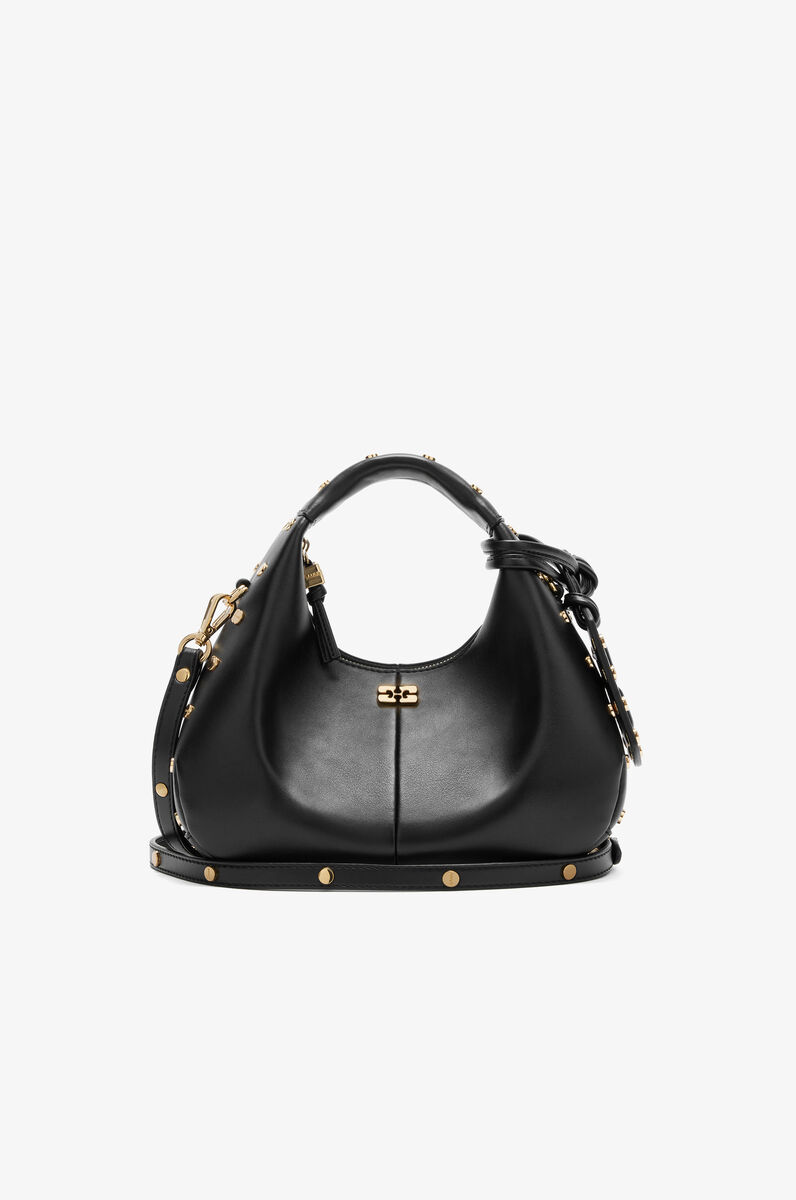Mini Hobo Bag com Strass Preta