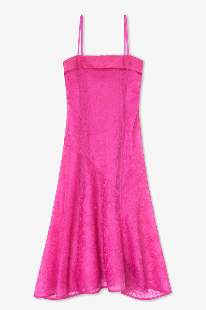 Vestido em Organza Shibori Rosa