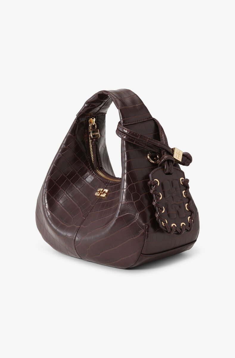 Bolsa Mini Hobo Croco Marrom