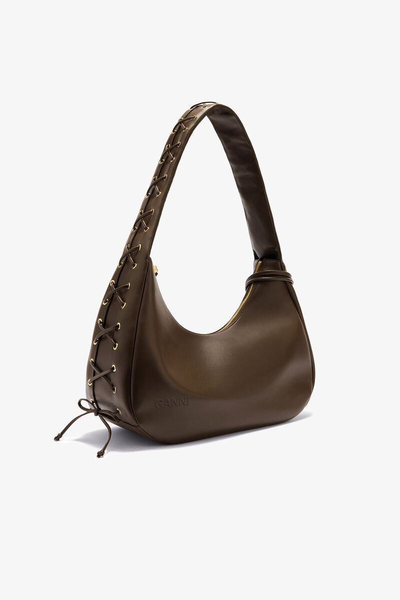 Bolsa Hobo com Cordões Médios Verdes