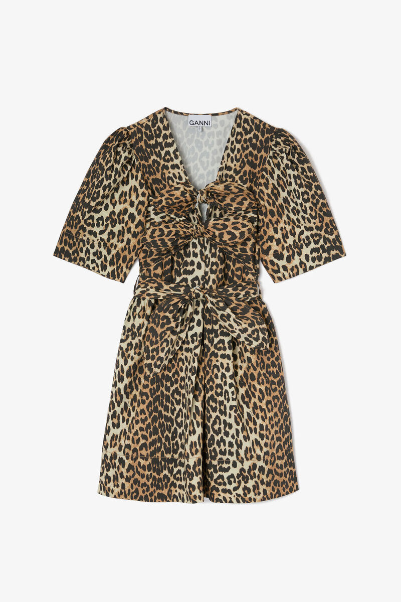 Mini Vestido de Algodão com Estampa de Leopardo
