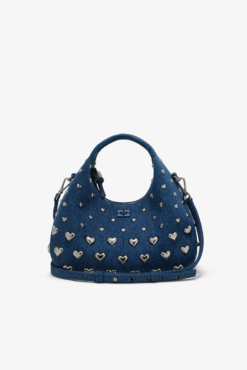 Bolsa Mini Hobo com Botões de Denim