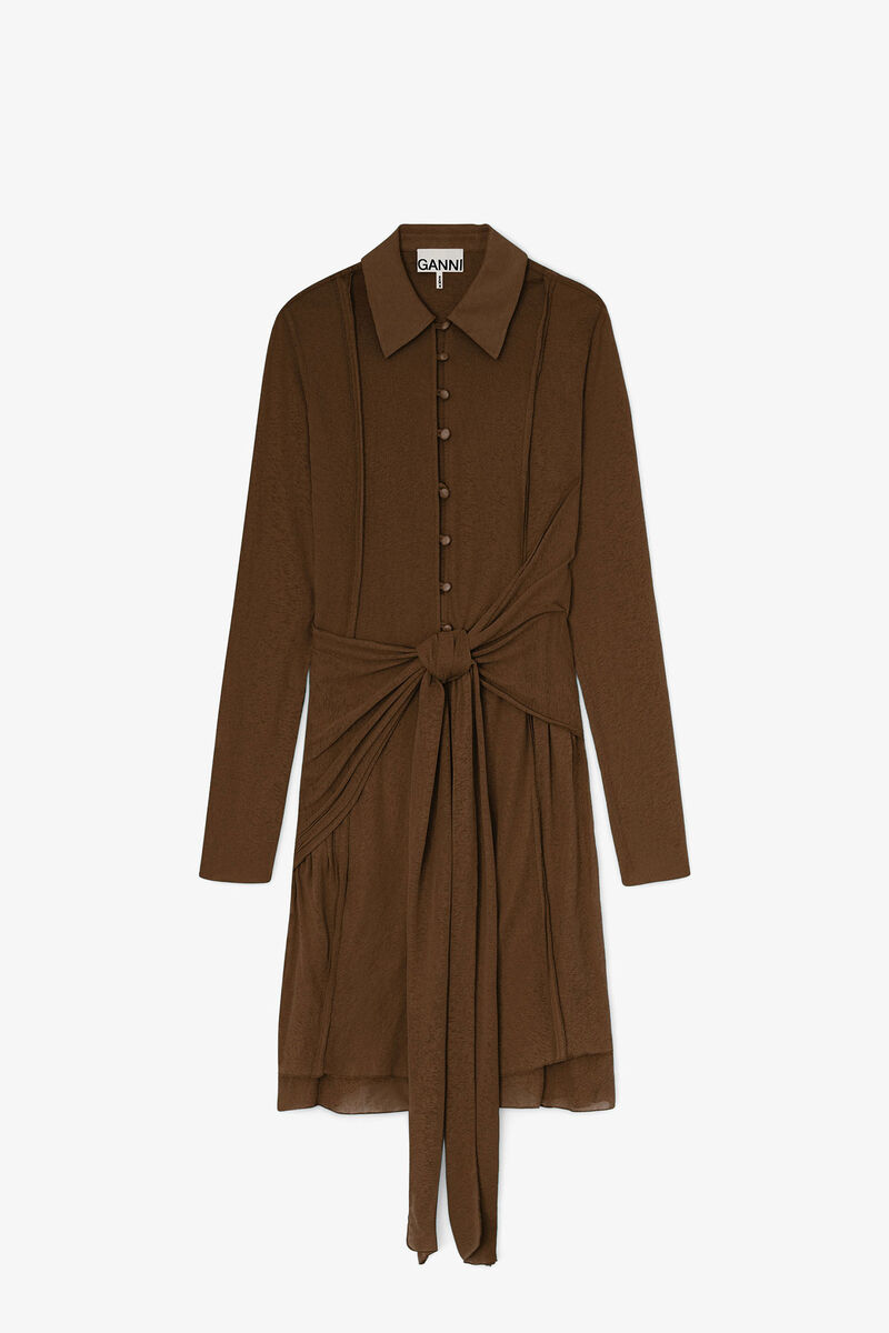Vestido Curto em Malha Marrom