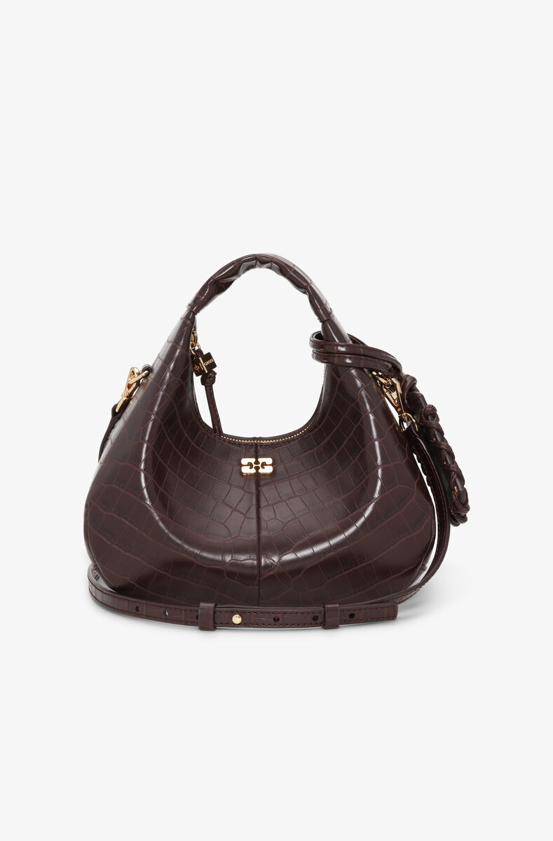 Bolsa Mini Hobo Croco Marrom